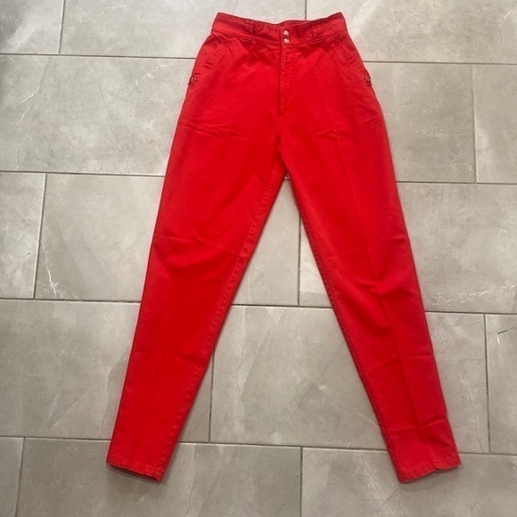 Mom Style High Rise Red Pants - Picture 1 of 9